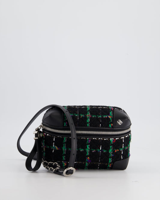 Chanel Tweed Black Silver Green Handbag Style