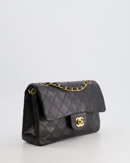 Chanel Black Small Double Flap Bag in Lambskin Leather with 24K Gold Hardware