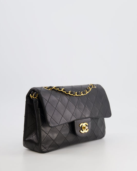 Chanel Black Small Double Flap Bag in Lambskin Leather with 24K Gold Hardware