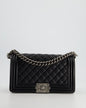 Chanel Black Medium Boy Bag In Lambskin Leather with Ruthenium Hardware