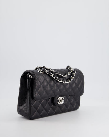 Chanel Black Small Classic Double Flap Bag in Caviar Leather with Silver Hardware