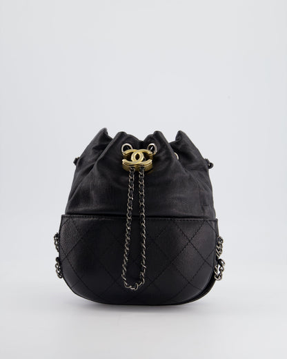 Chanel Black Mini Bucket Bag in Aged Calfskin Leather with Mixed Hardware
