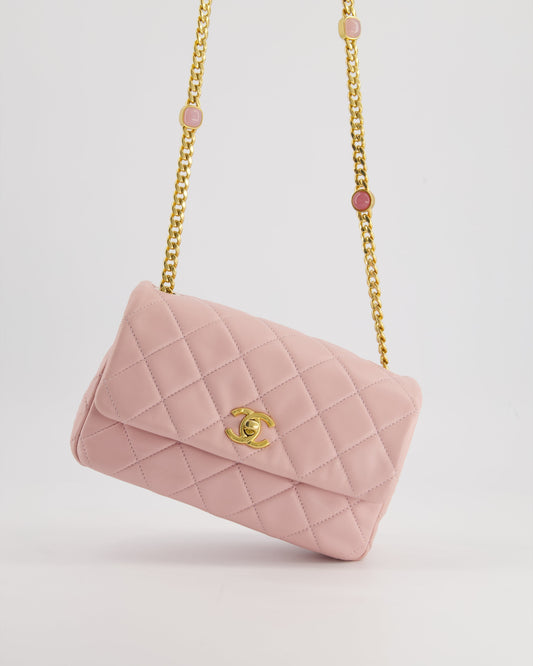 Chanel Flap Mini Baby Lambskin Leather Pink Gold Chain Shoulder Bag