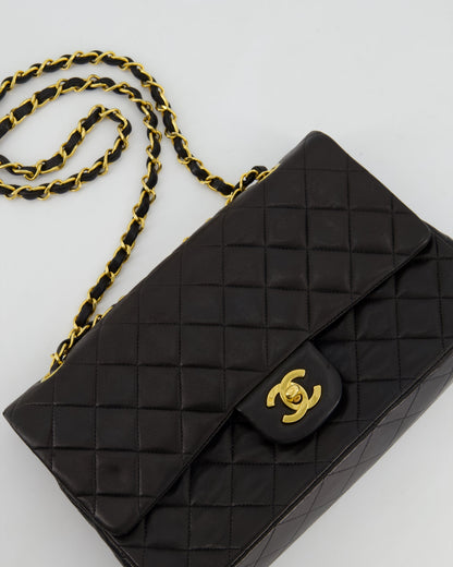 Chanel Flap Medium Lambskin Leather Black Gold Shoulder Bag Style