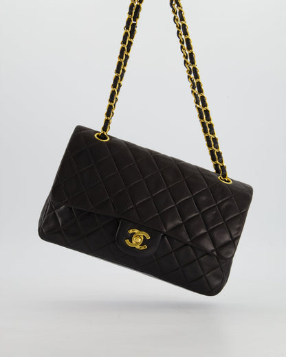 Chanel Flap Medium Lambskin Leather Black Gold Shoulder Bag