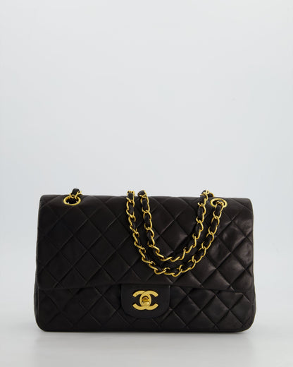 Chanel Flap Medium Lambskin Leather Black Gold Shoulder Bag Style