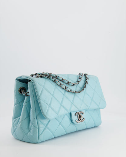 Chanel Flap Baby Calfskin Leather Blue Aged Calfskin Shoulder Bag