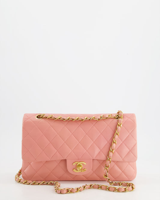 Chanel Flap Medium Baby Classic Lambskin Leather Pink Gold Shoulder Bag