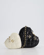 Chanel Heart Quilted Calfskin Black White Gold Clutch