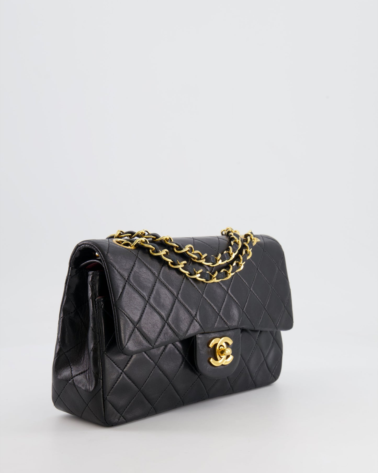 Chanel Black Classic Small Double Flap Bag in Lambskin Leather with 24K Gold Hardware