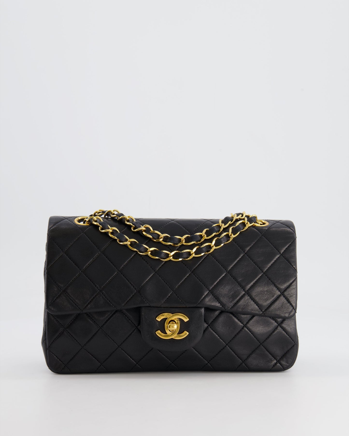 Chanel Black Classic Small Double Flap Bag in Lambskin Leather with 24K Gold Hardware