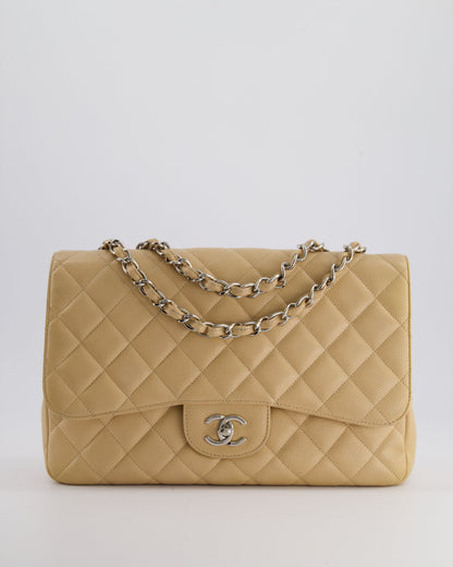 Chanel Flap Classic Caviar Leather Beige Silver Shoulder Bag Style 3