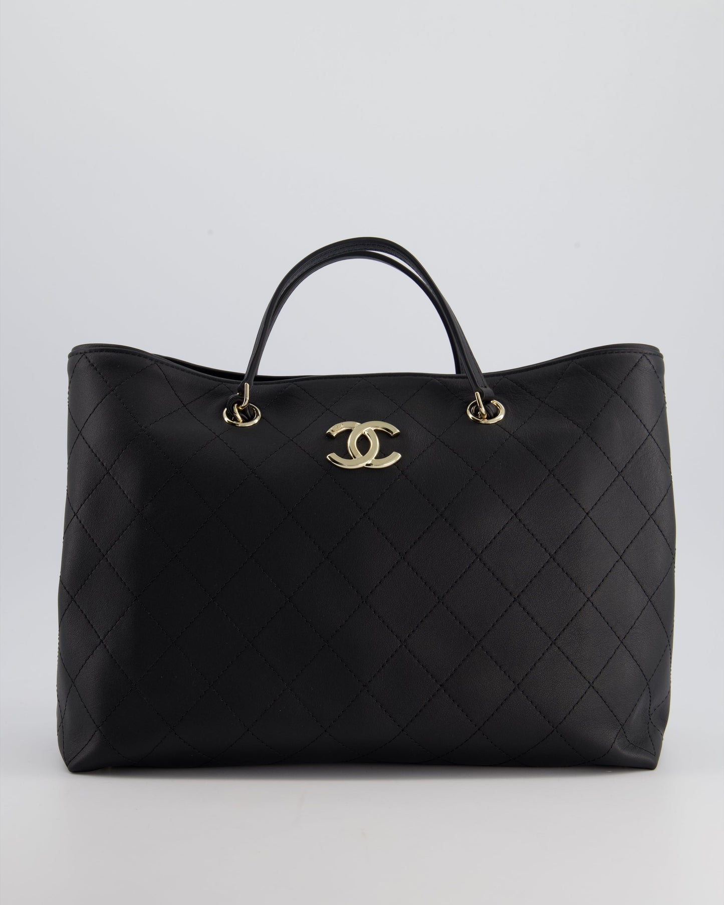 Chanel Quilted Calfskin Leather Black Tote
