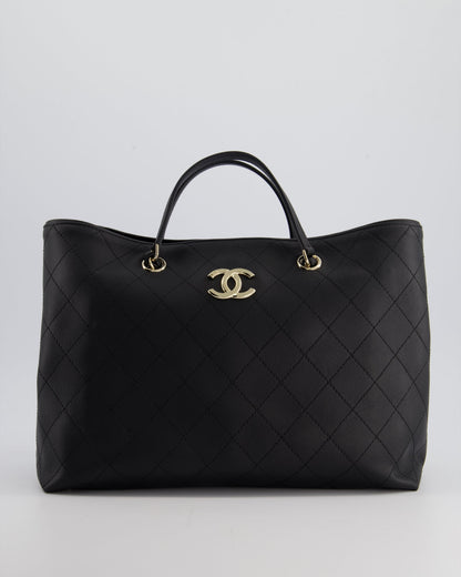 Chanel Quilted Calfskin Leather Black Tote