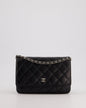 Chanel Black Quilted Wallet on Chain Bag In Lambskin Leather with Silver Hardware