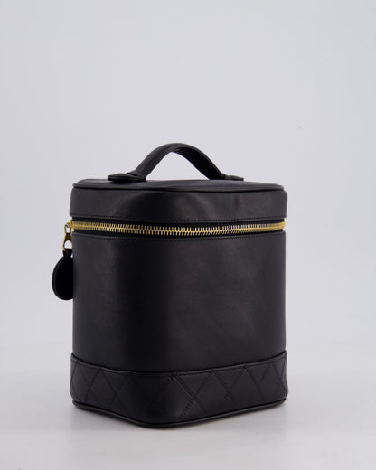 Chanel Black Leather Vanity Case with 24K Gold Hardware