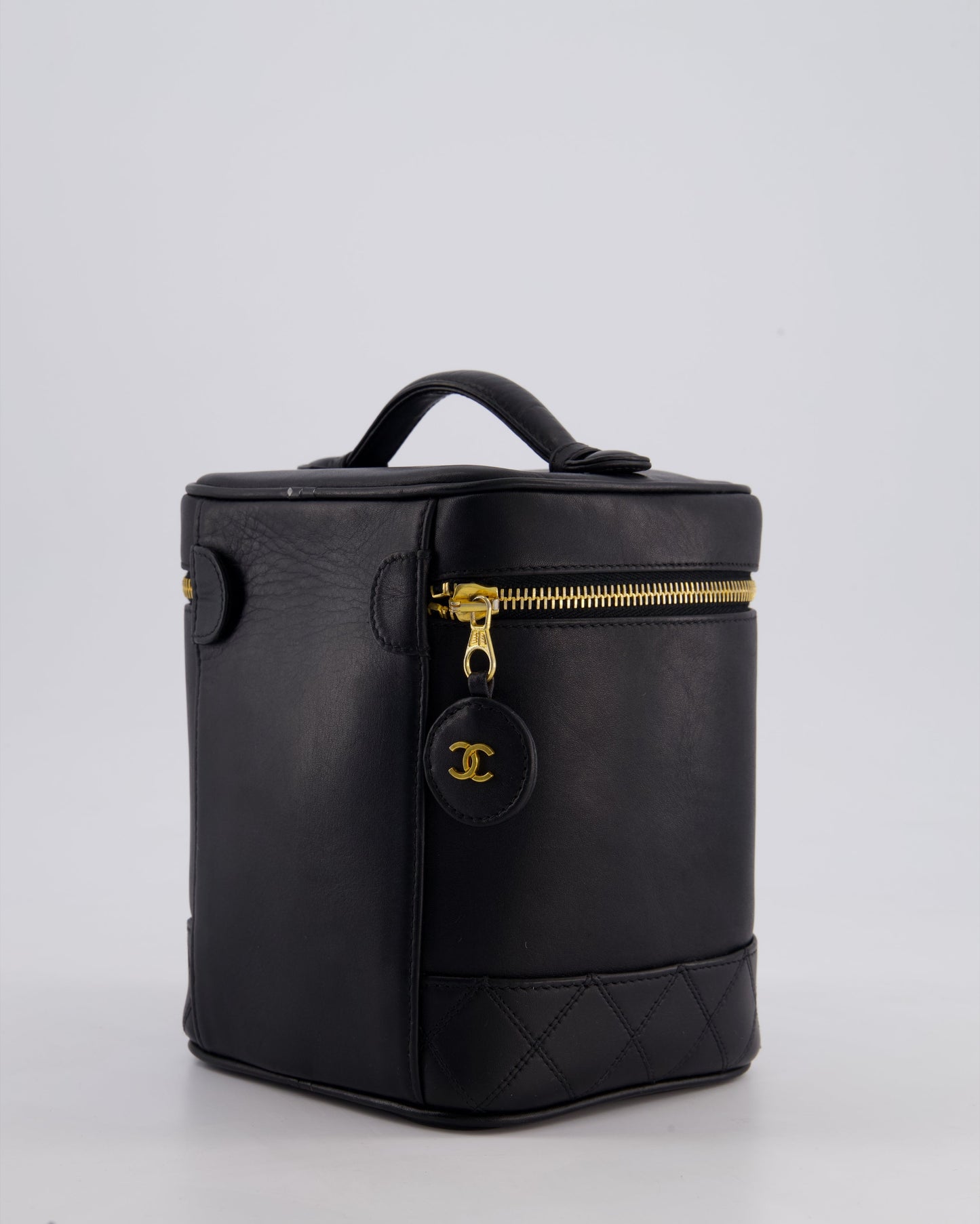 Chanel Black Leather Vanity Case with 24K Gold Hardware
