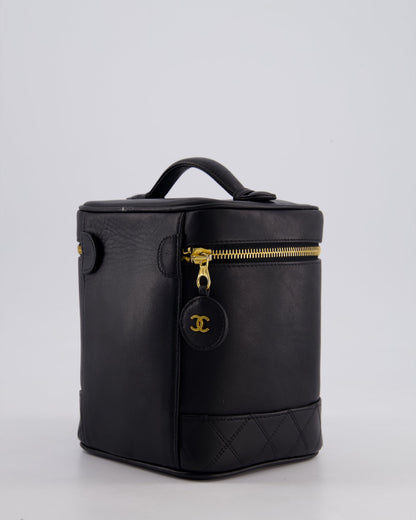 Chanel Black Leather Vanity Case with 24K Gold Hardware