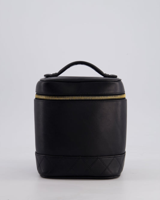 Chanel Black Leather Vanity Case with 24K Gold Hardware