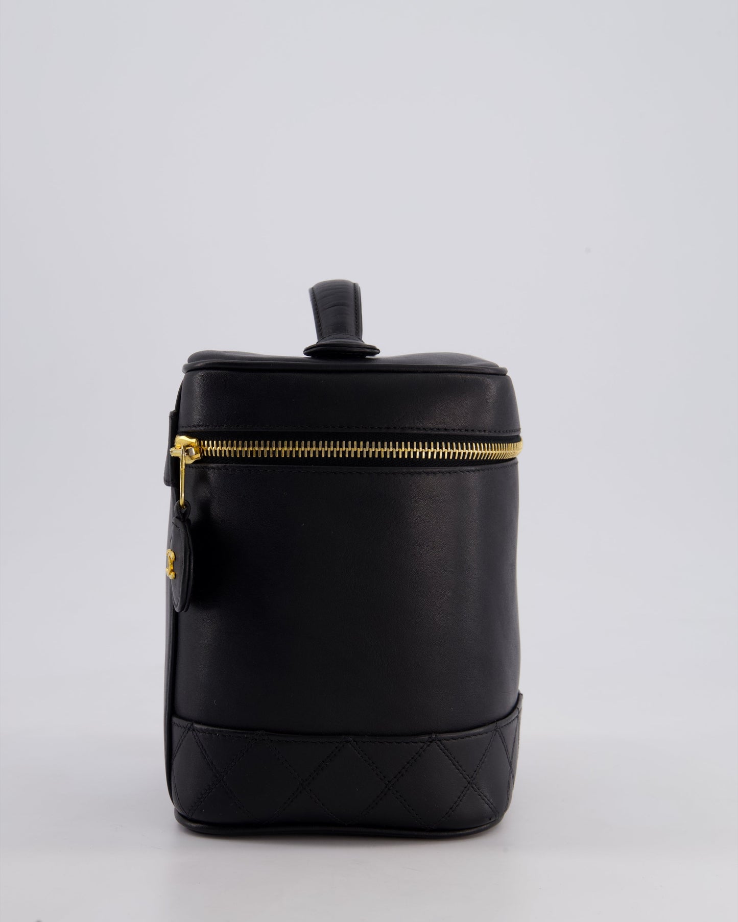 Chanel Black Leather Vanity Case with 24K Gold Hardware