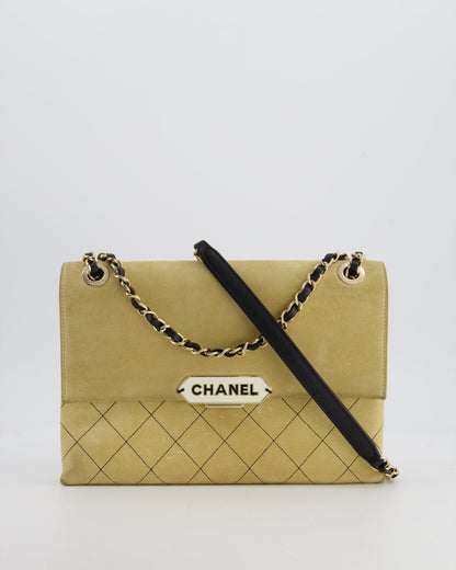 Chanel Flap Leather Black Beige Gold Chain Shoulder Bag