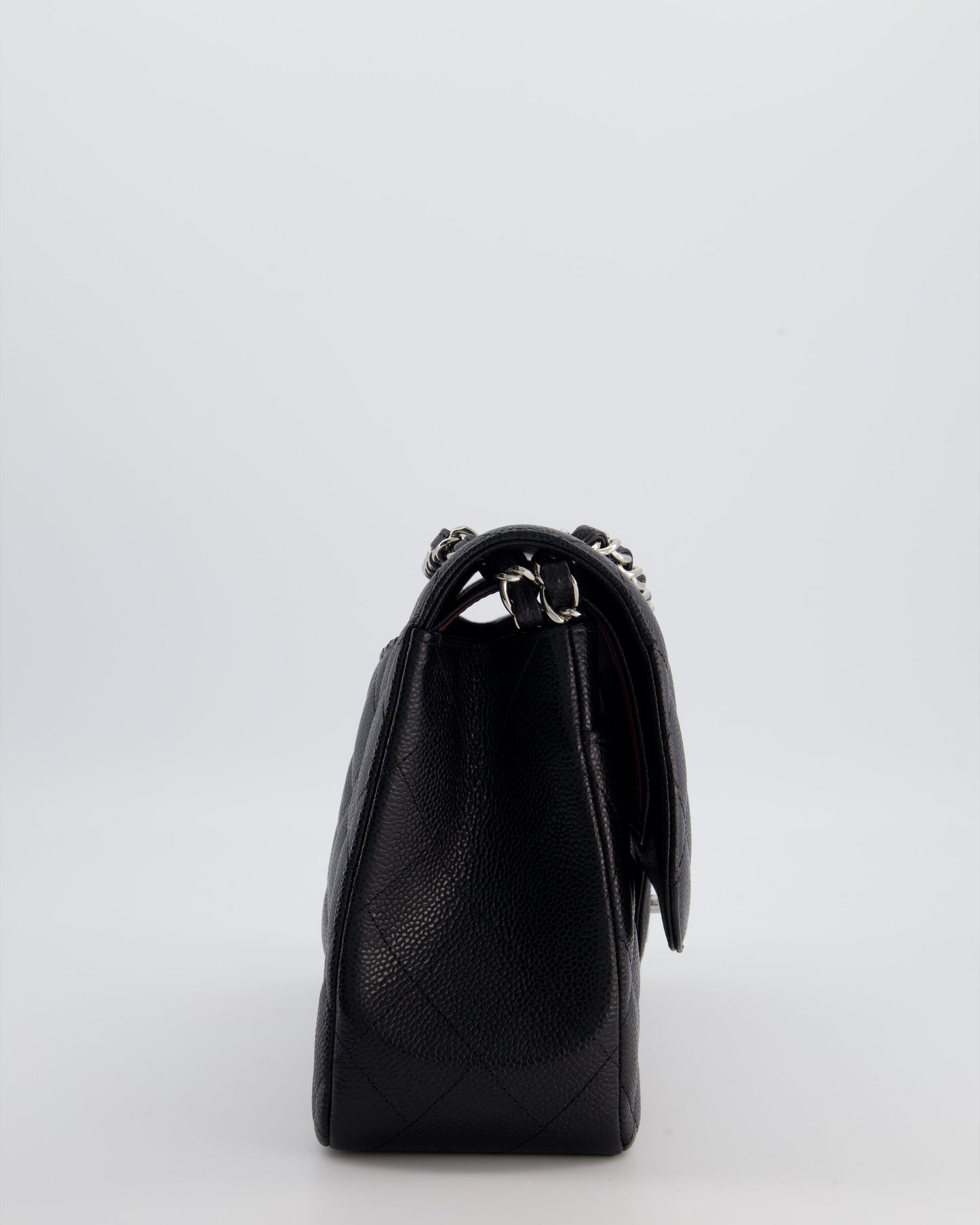 Chanel Flap Classic Caviar Leather Black Silver Shoulder Bag Style 3