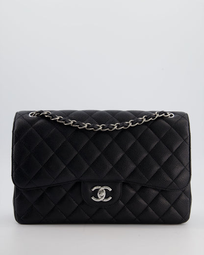 Chanel Flap Classic Caviar Leather Black Silver Shoulder Bag Style 3