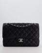Chanel Flap Classic Caviar Leather Black Silver Shoulder Bag Style 3