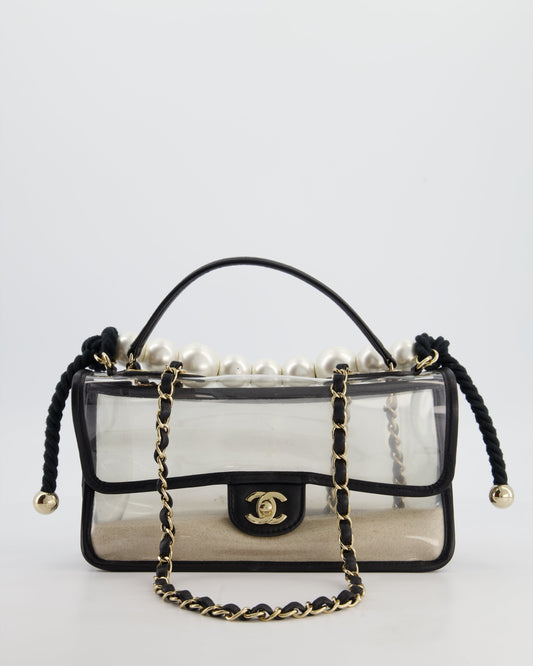 Chanel Flap Medium Black Gold Pearl Shoulder Bag