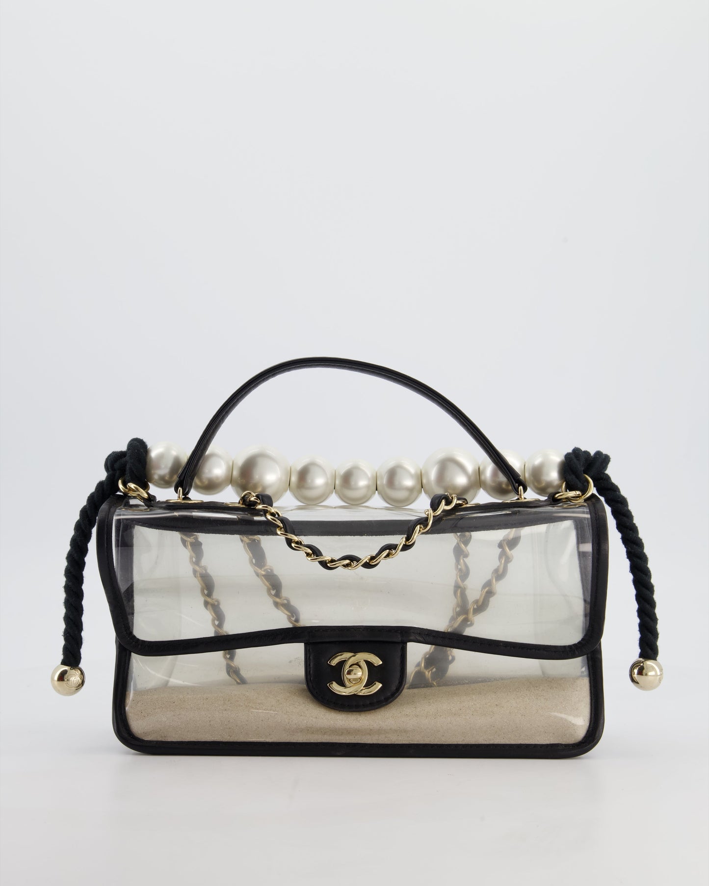 Chanel Flap Medium Black Gold Pearl Shoulder Bag