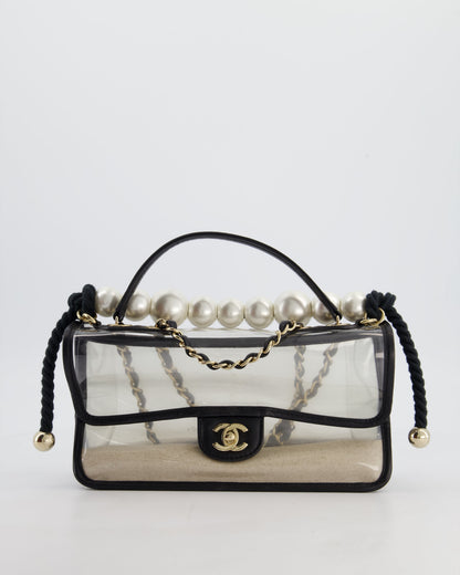 Chanel Flap Medium Black Gold Pearl Shoulder Bag