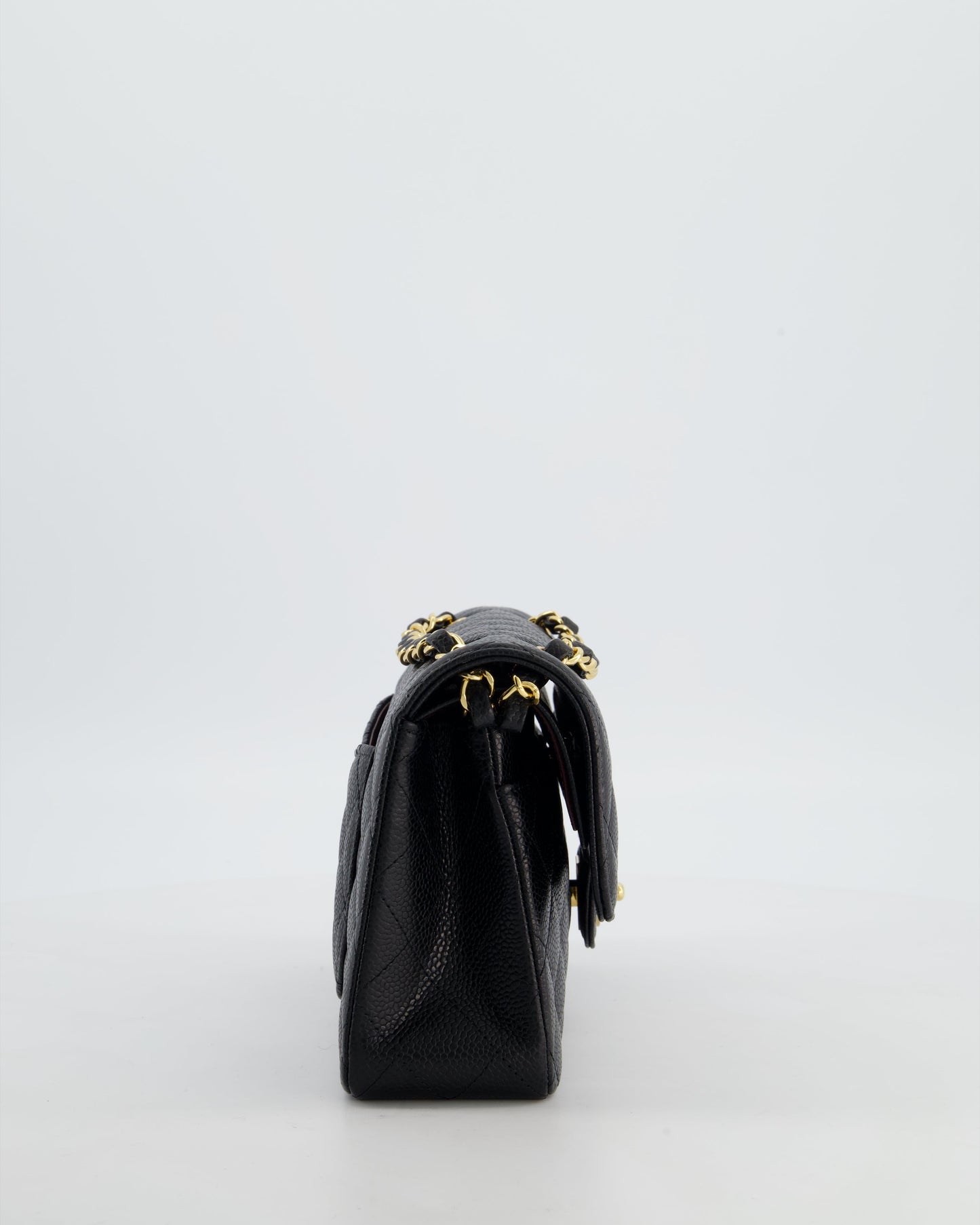 Chanel Flap Small Classic Caviar Leather Black Gold Shoulder Bag Style