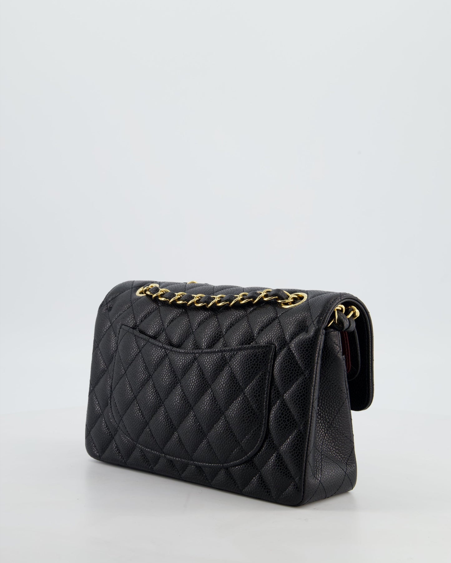Chanel Flap Small Classic Caviar Leather Black Gold Shoulder Bag Style