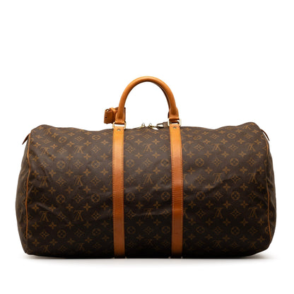 Brown Louis Vuitton Monogram Keepall 55 Travel Bag