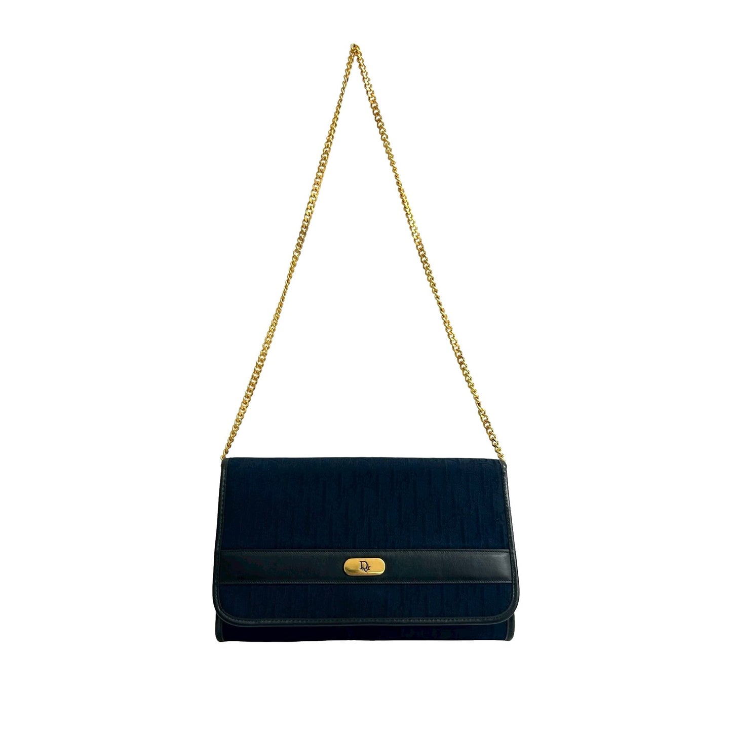 Blue Dior Diorissimo Trotter Canvas Chain Shoulder Bag