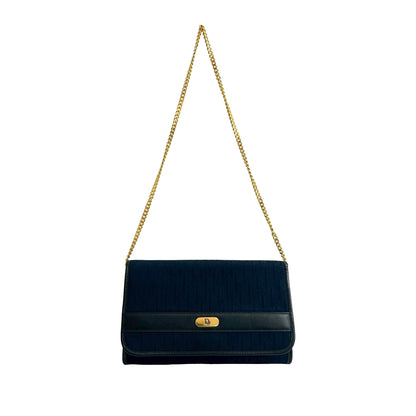 Blue Dior Diorissimo Trotter Canvas Chain Shoulder Bag