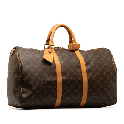 Brown Louis Vuitton Monogram Keepall 50 Travel Bag