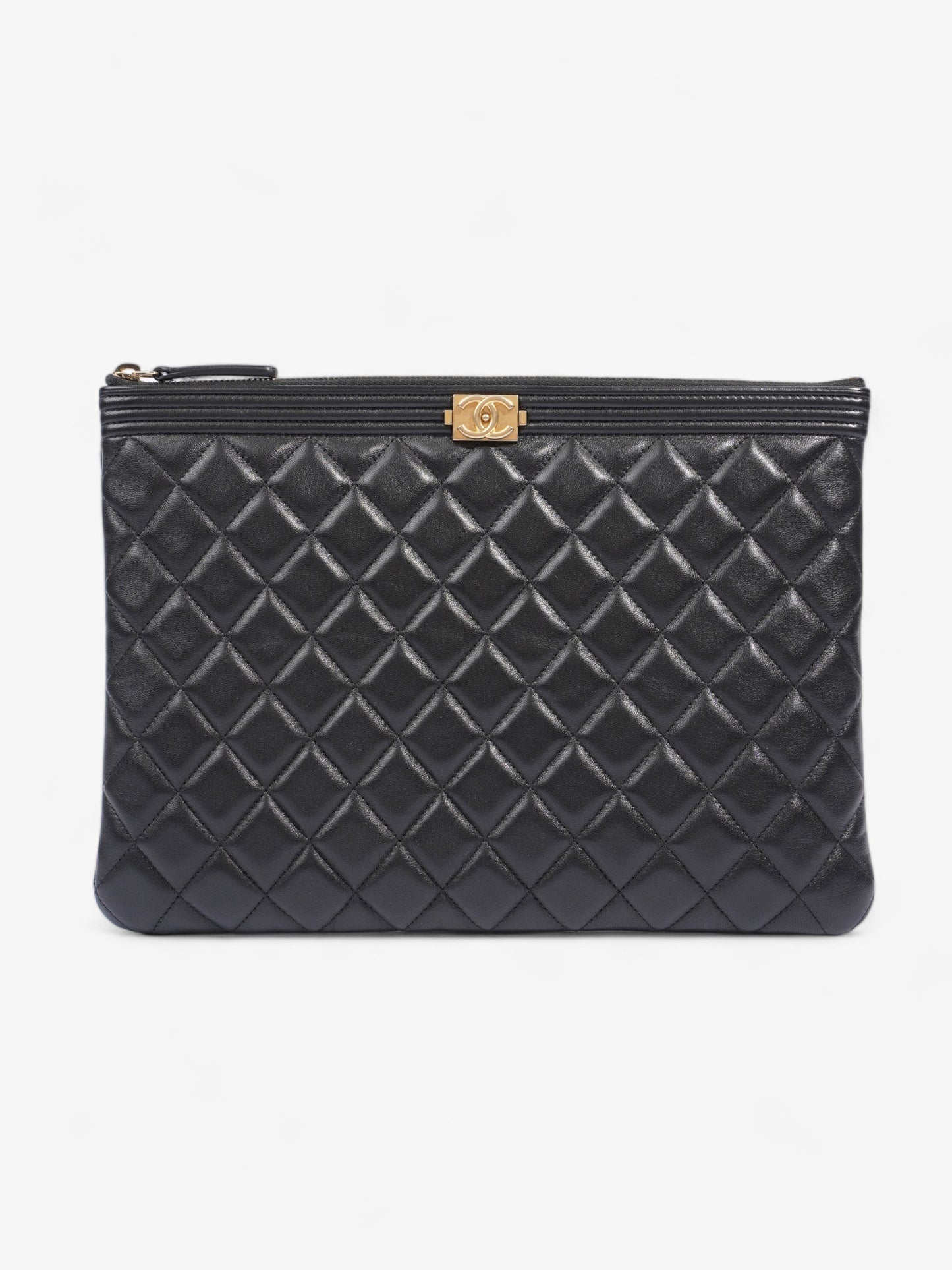 Chanel Medium Boy Pouch Black Lambskin Leather