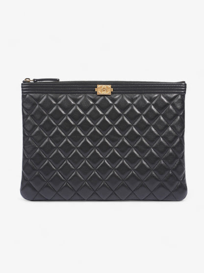 Chanel Medium Boy Pouch Black Lambskin Leather