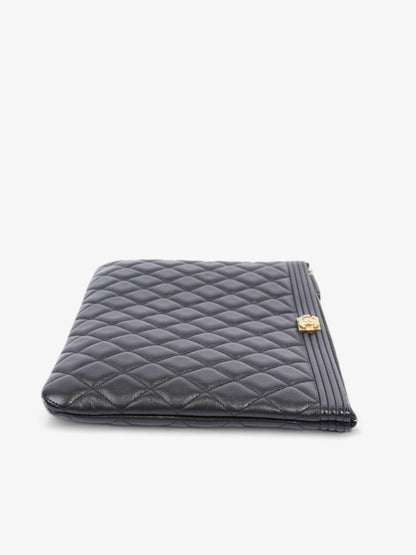 Chanel Medium Boy Pouch Black Lambskin Leather