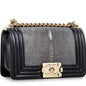 Chanel Boy Bag Lambskin Black Shoulder Bag Style 71