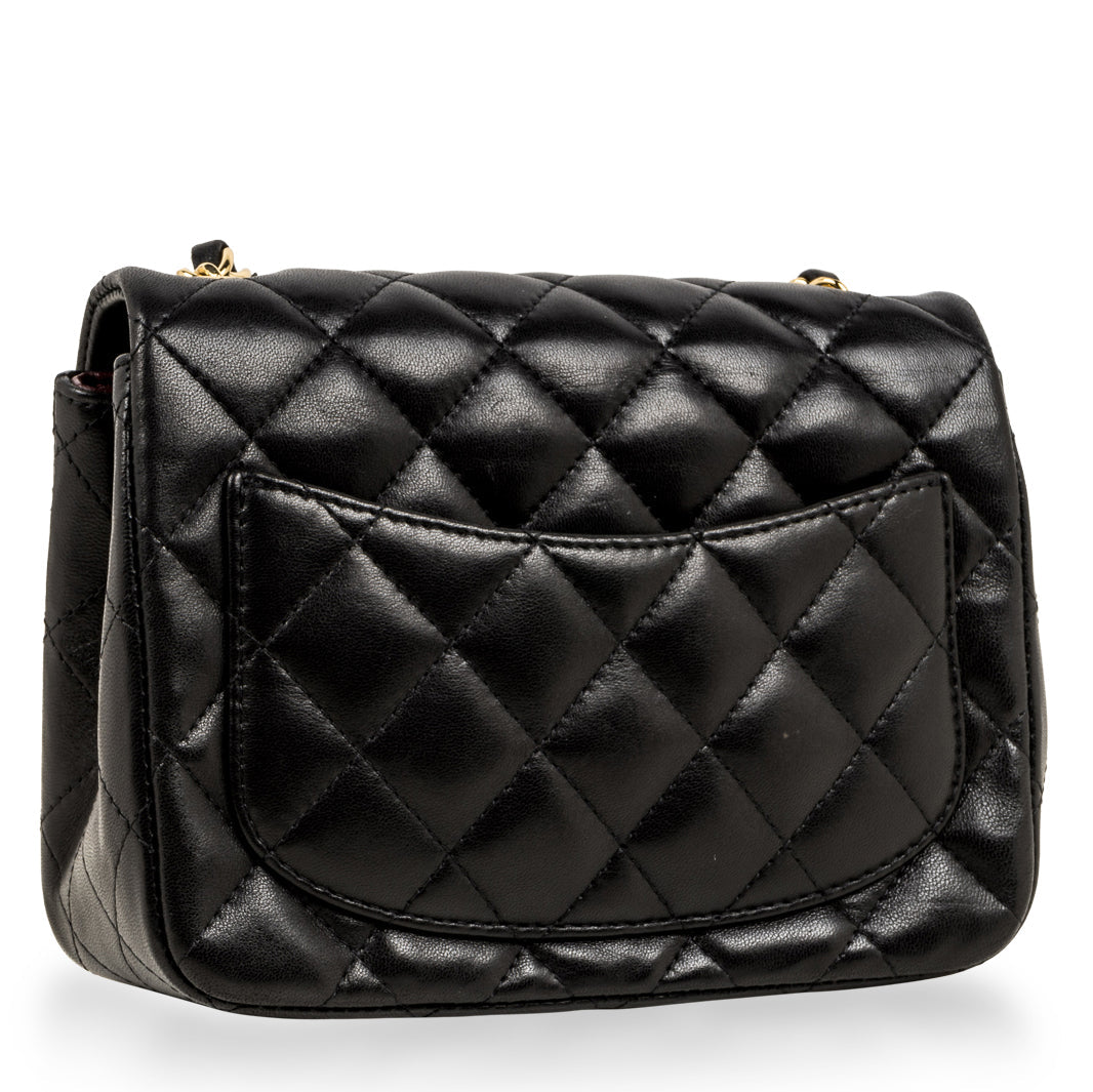 Chanel Classic Flap Lambskin Black Shoulder Bag Style 243