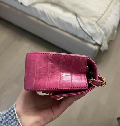 Chanel Pink Mini Crocodile Flap Bag