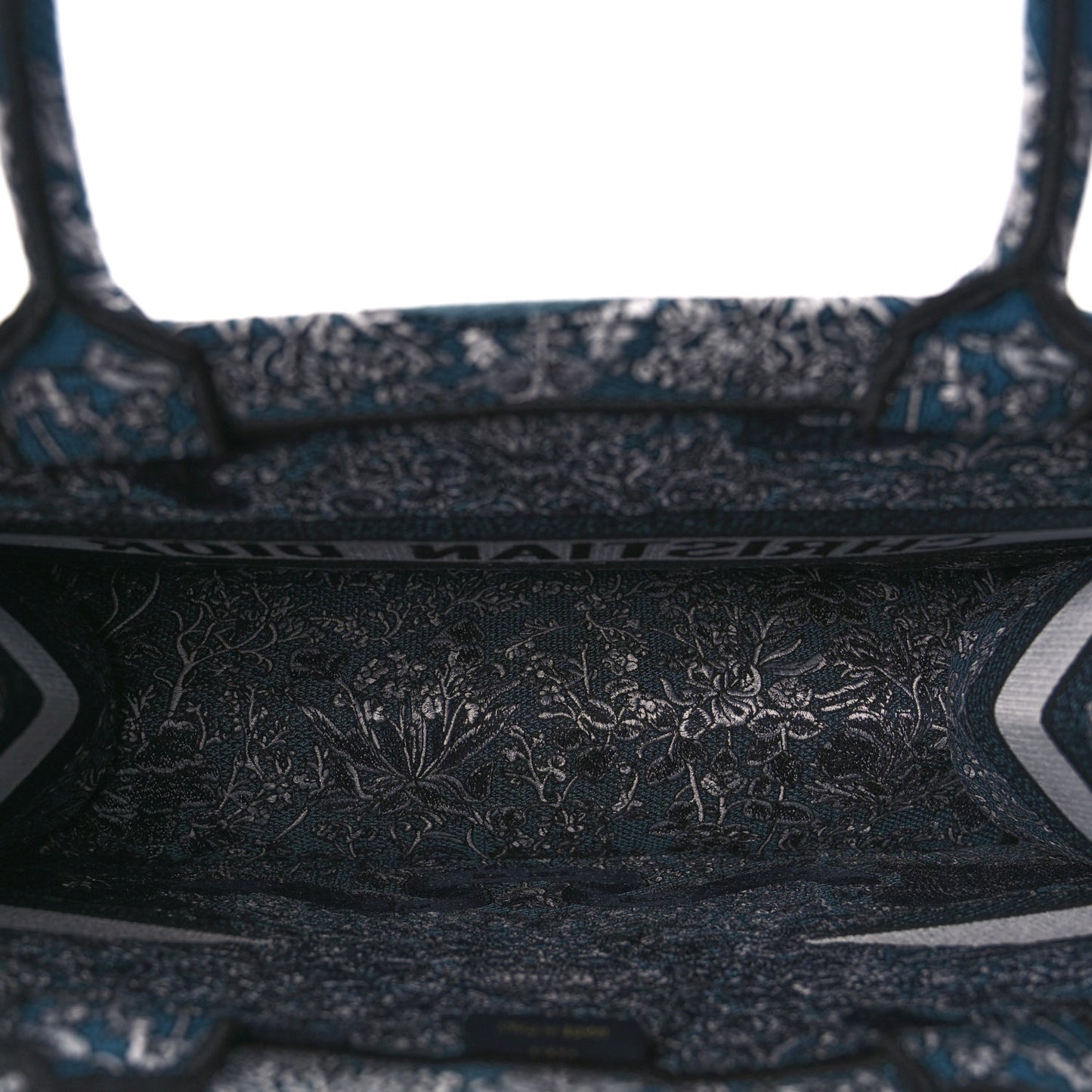 Christian Dior Canvas Embroidered Medium Around The World Book Tote Blue