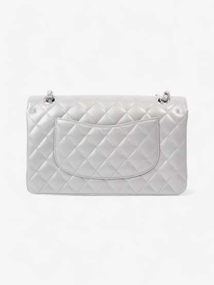 Chanel Classic Double Flap Silver Lambskin Leather Medium