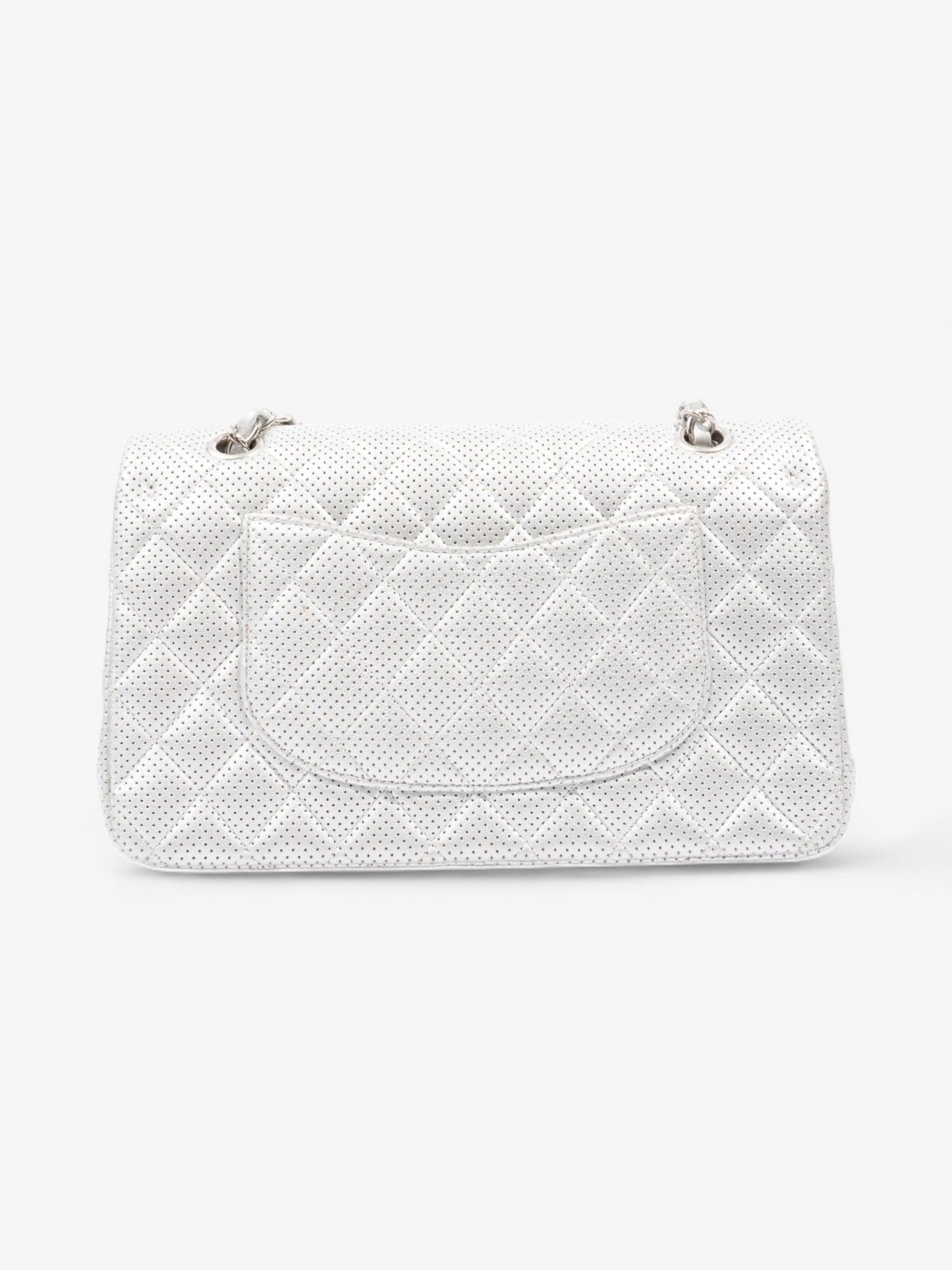 Chanel Classic Double Flap Silver Calfskin Leather Medium