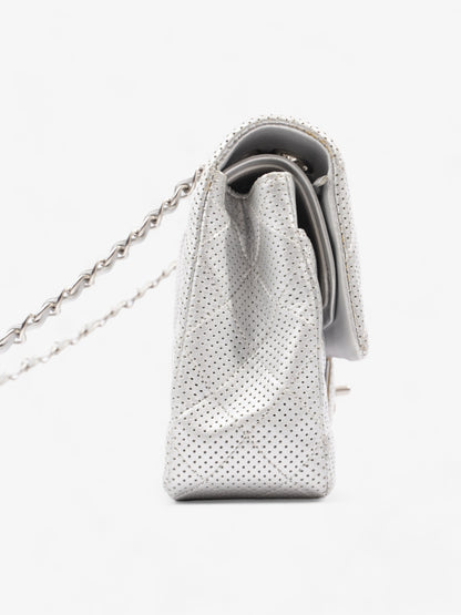 Chanel Classic Double Flap Silver Calfskin Leather Medium