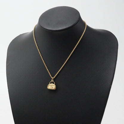 Christian Dior Necklace Gold Plated gold Bag Charm Necklace Women