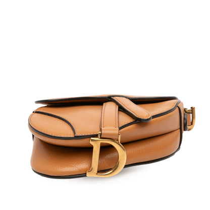 Brown Dior Micro Goatskin Saddle Bag Satchel
