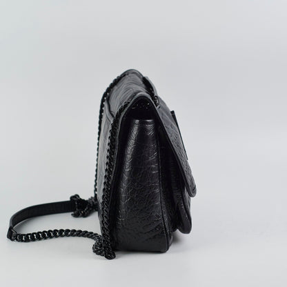 Saint Laurent Black Niki Medium In Crocodile-Embossed Leather